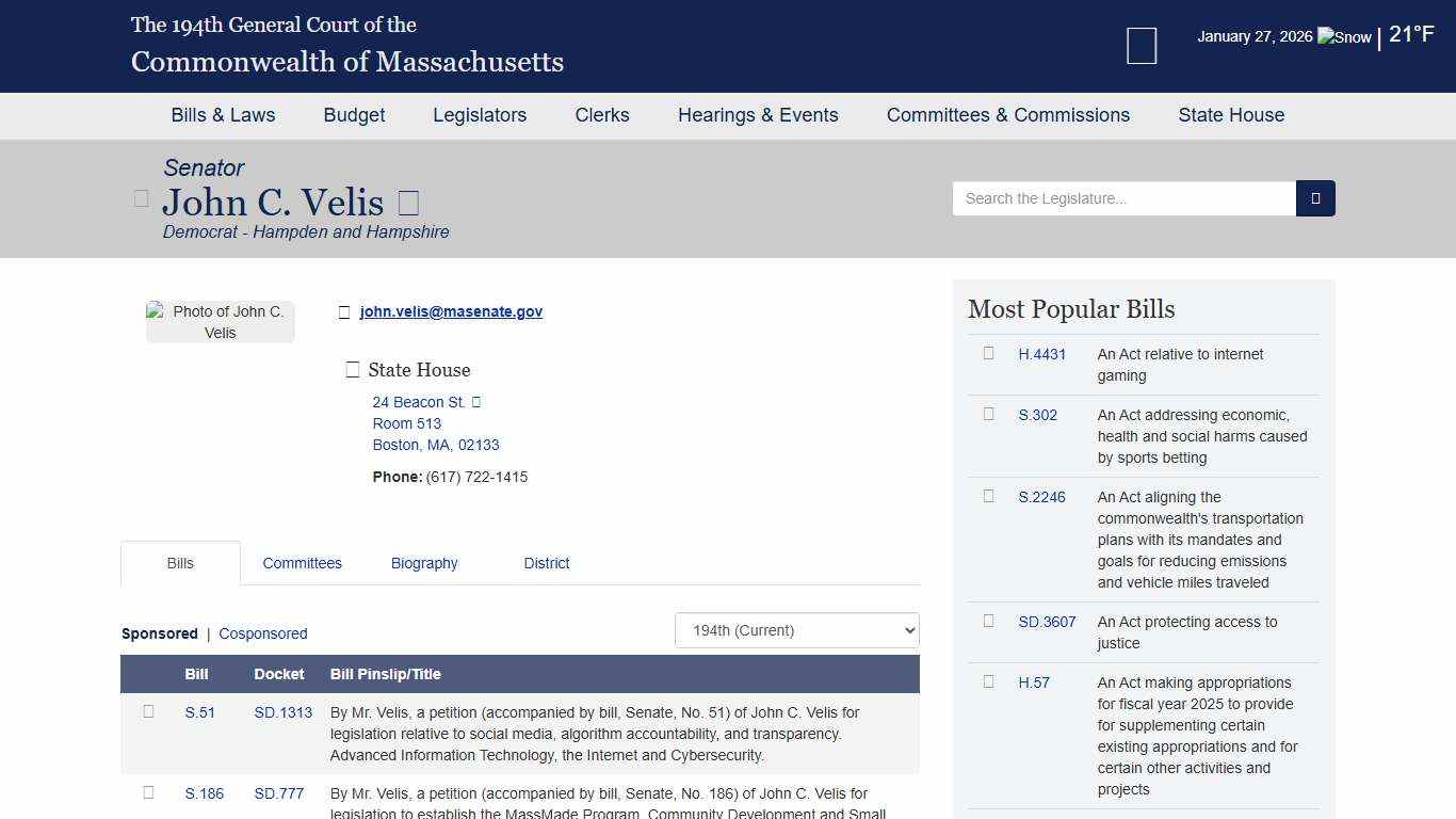 Senator John C. Velis